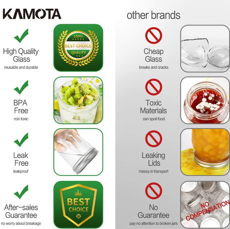 KAMOTA Wide Mouth Mason Jars 10 OZ, 10 OZ Mason Jars Canning Jars Jelly Jars With Wide Mouth Lids and Bands, Ideal for Jam, Honey, Wedding Favors, Shower Favors, Baby Foods, 12 PACKâ€¦ - Image 5